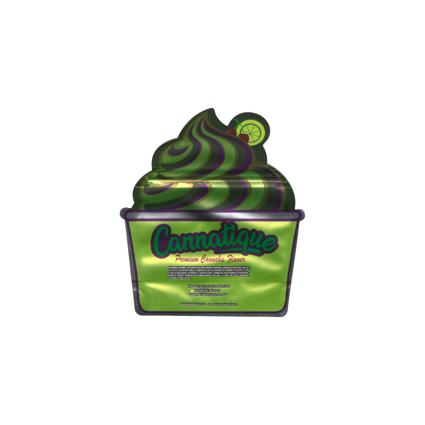 10x Cannatique Lemon cherry gelato shaped Mylar Bag 3,5g - Leer