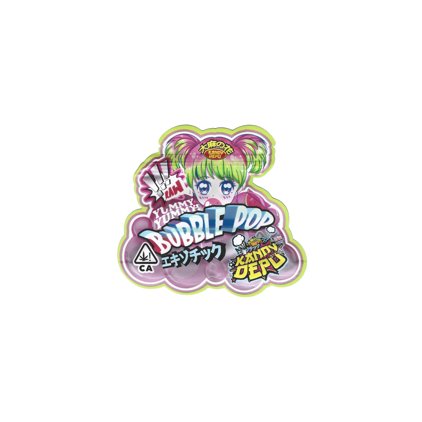10er-Set Kandy Depo Bubble Pop Mylar Bags (3.5g, leer) – auffällige Form, buntes Design, blickdicht & sammelwürdig.