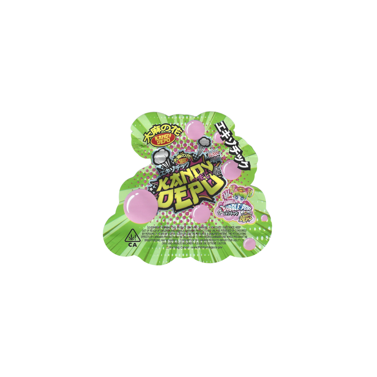 10x KANDY DEPO BUBBLE POP shaped Mylar Bag 3,5g - Leer