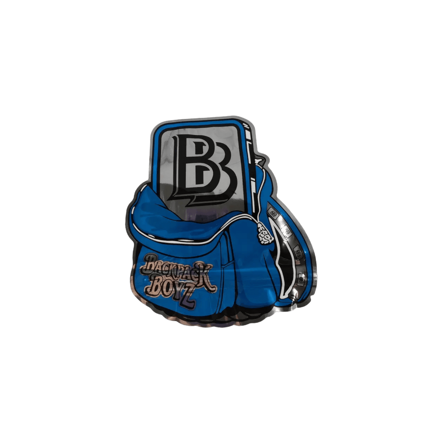 10x Backpackboyz backpack blue shaped Mylar Bag 3,5g - Leer