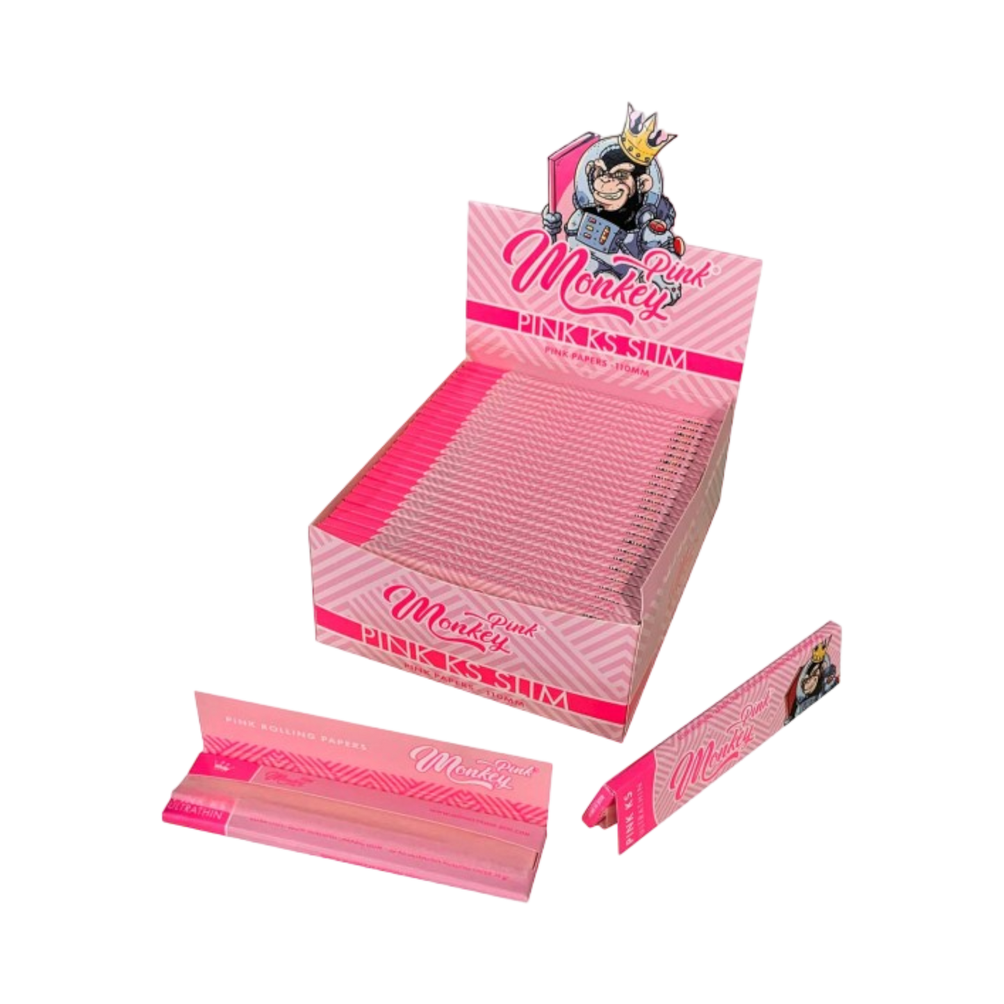 Monkey King® Pink Papers KS Slim Chlorfrei – Rosafarbene Blättchen mit natürlicher Gummiarabikum-Gummierung