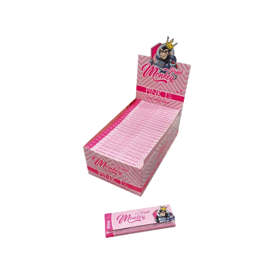 Monkey King® Pink Papers 1¼ Chlorfrei – Pinkfarbene Blättchen mit natürlicher Gummiarabikum-Gummierung
