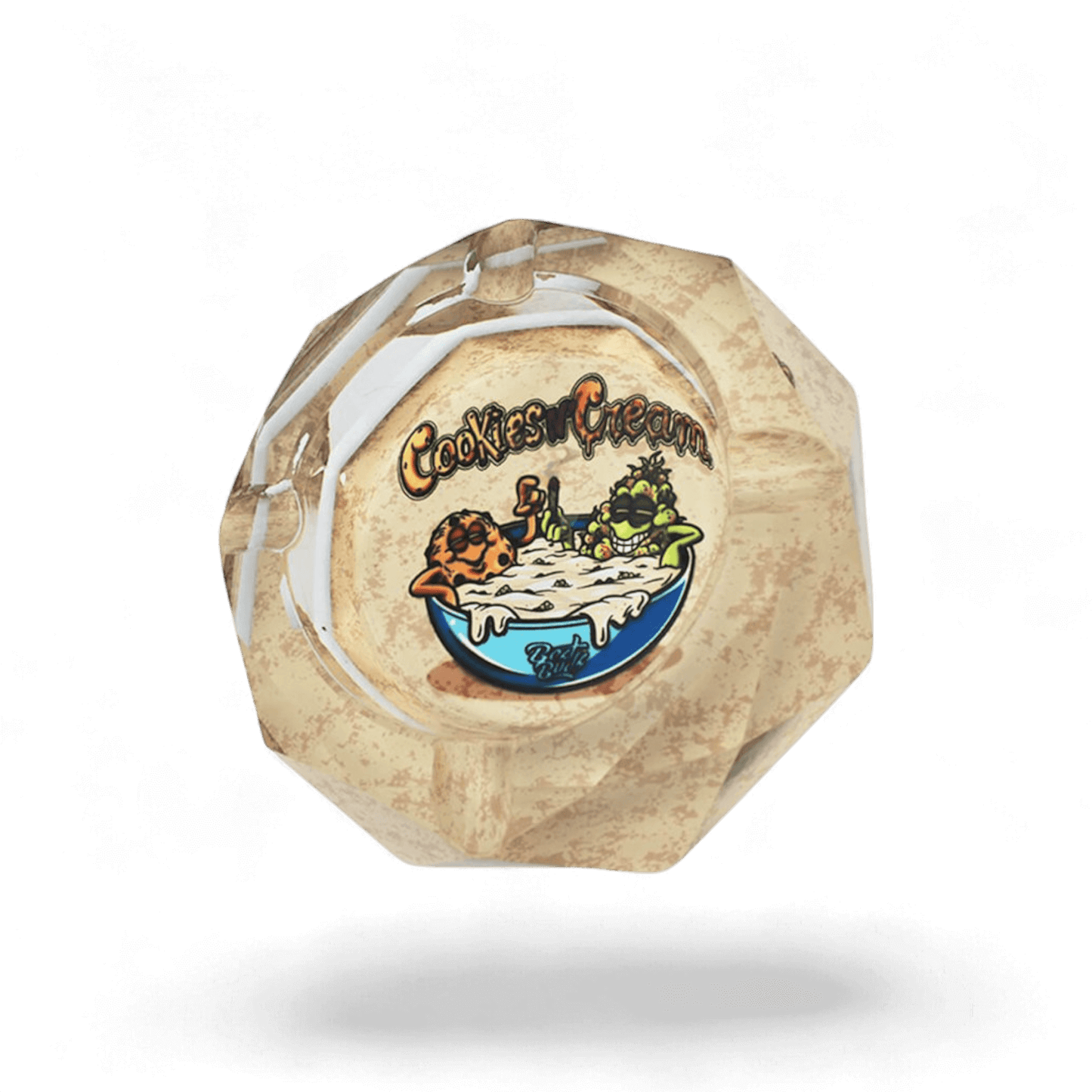 Kristallaschenbecher im Cookies and Cream Design, stilvolles Kristallglas, erhältlich bei Pief-Leaf®