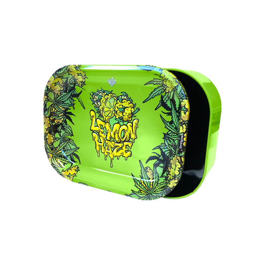 Best Buds Thin Box Rolling Tray mit Stauraum – Lemon Haze Design, kompakt und funktional für unterwegs.