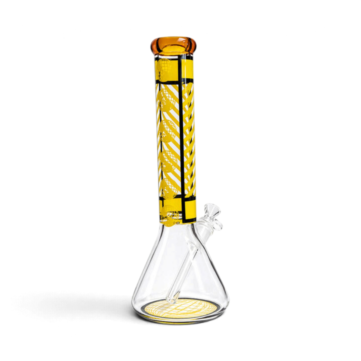 Beaker Bong 37 cm mit gelb-schwarzem Design bei Pief-Leaf®