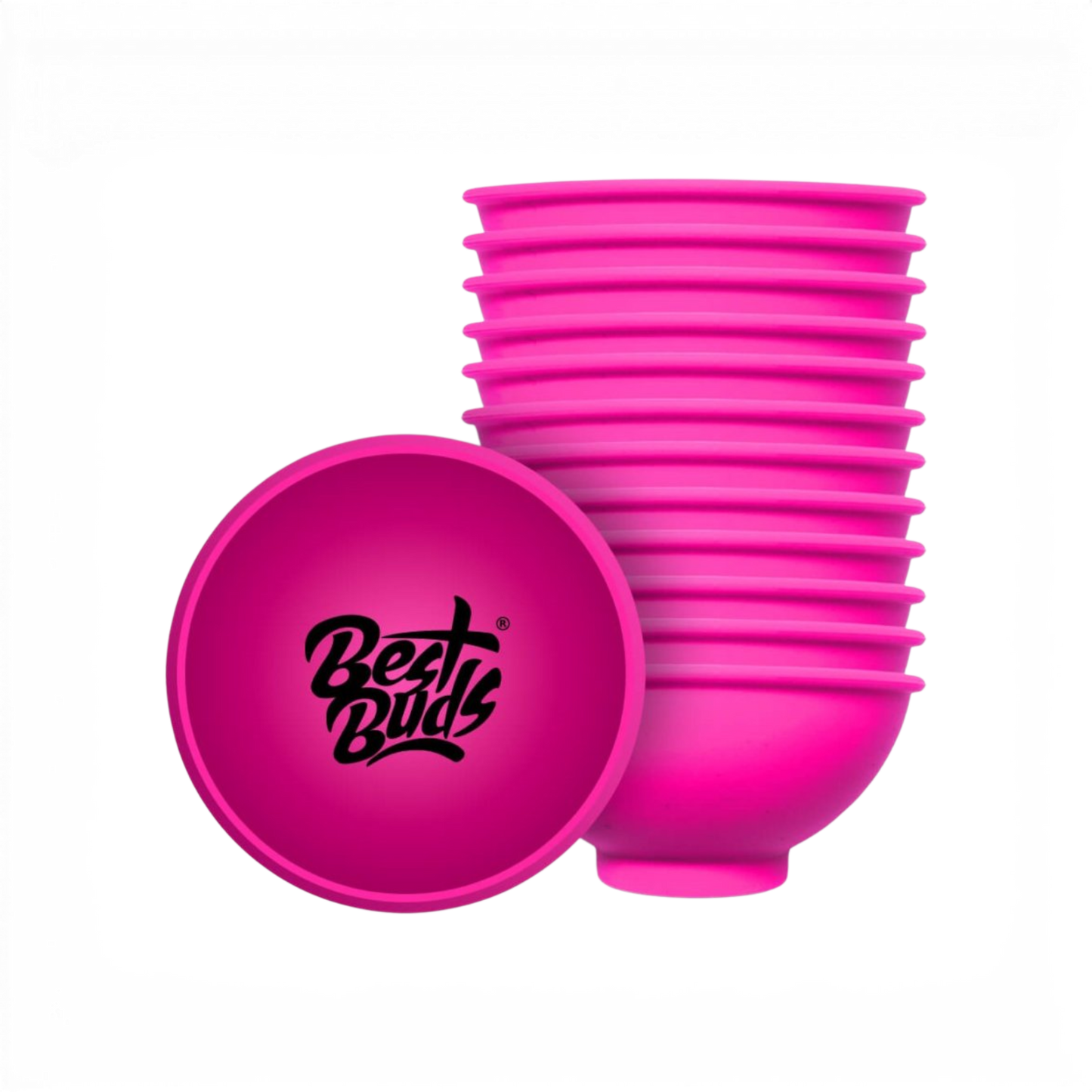 Best Buds Hashbowl aus rosa Silikon mit schwarzem Logo
