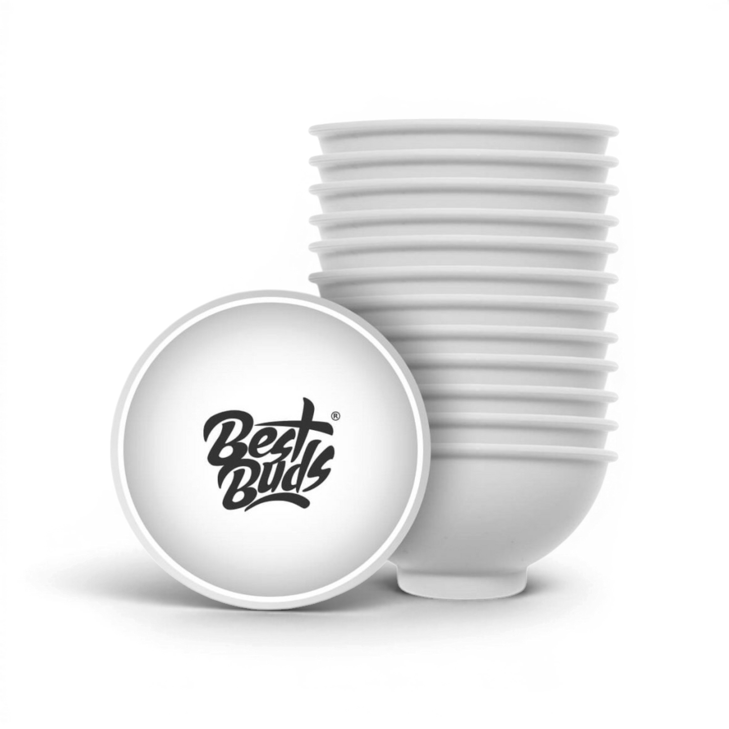Best Buds Hashbowl aus weißem Silikon mit schwarzem Logo