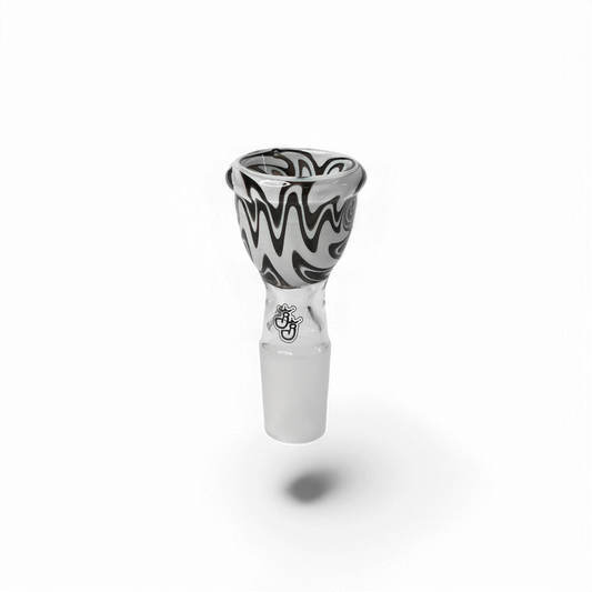 Kopf Swirl Black-White aus Glas mit schwarz-weißem Muster, erhältlich bei Pief-Leaf®