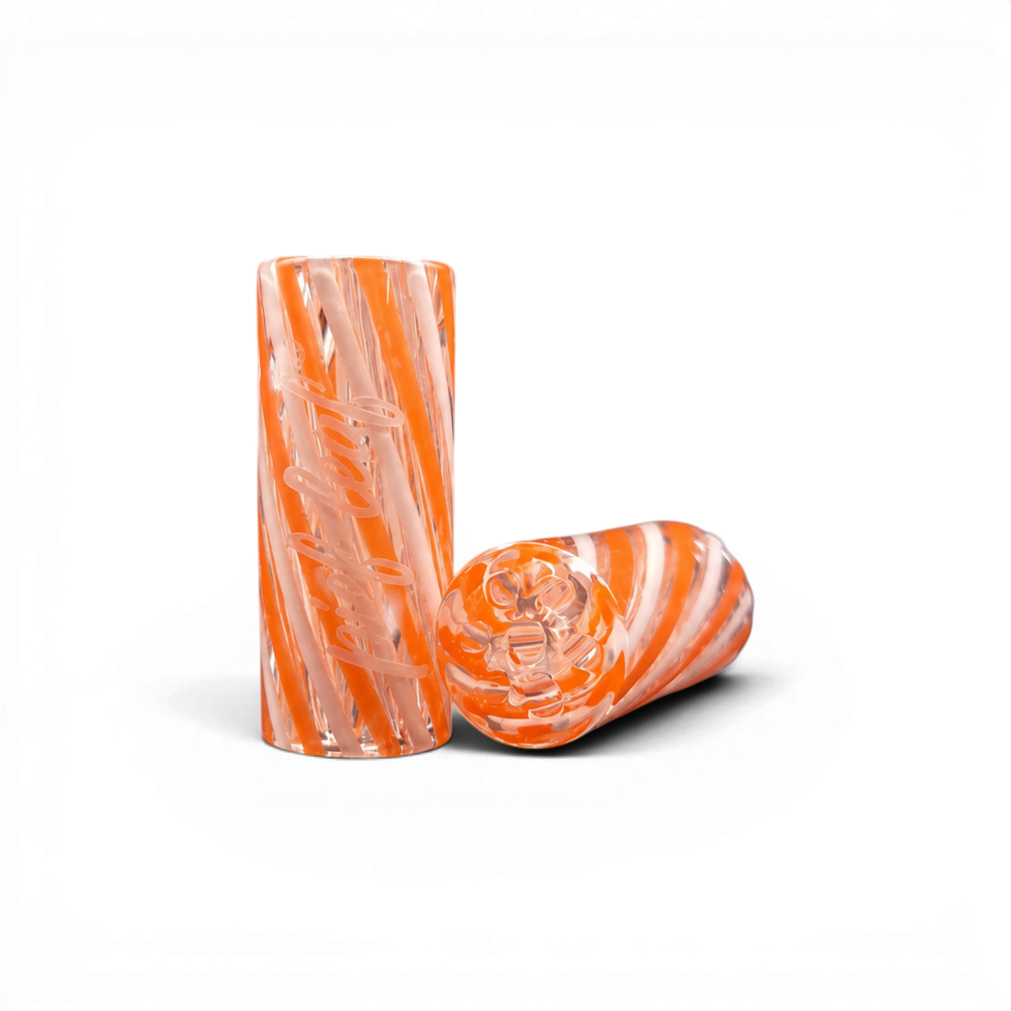Colorful Spiral Stripes Glas Tip mit Pief-Leaf® Logo Print