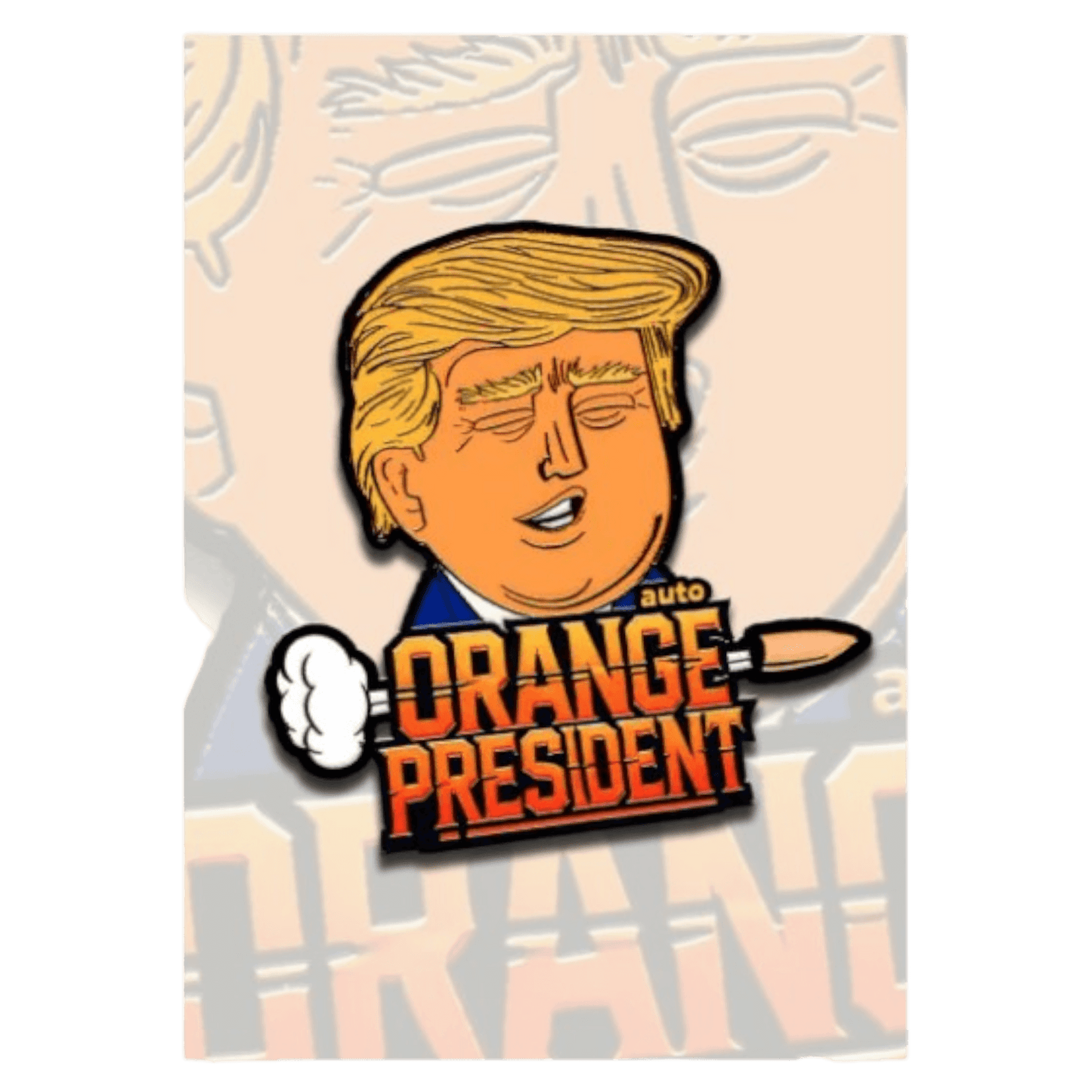 Orange President Auto Samen von FastBuds auf weißem Hintergrund