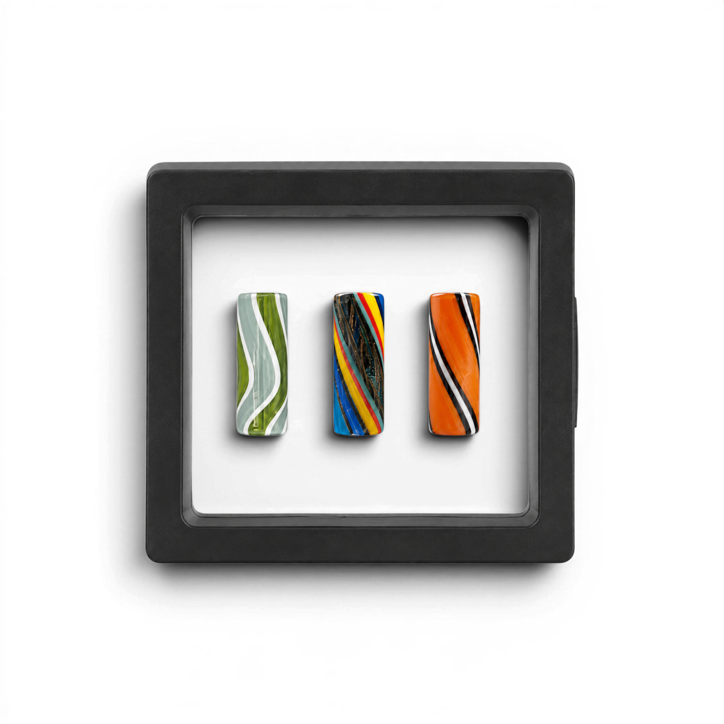 Flying Tip Case 70 × 70 mm für Glas Tips mit schwarzem Rahmen und transparenter Spannfolie