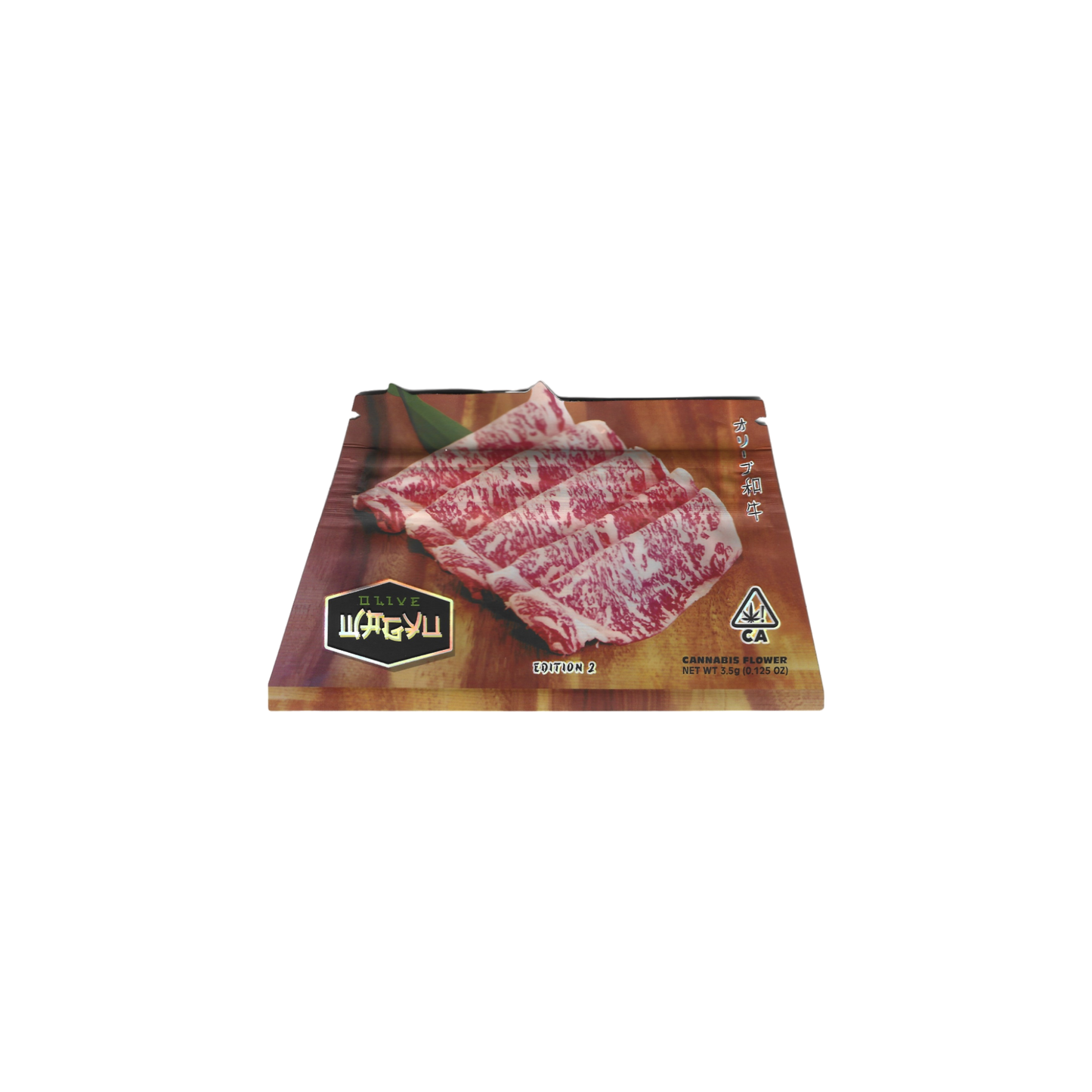 10x The Rare olive wagyu shaped Mylar Bag 3,5g - Leer