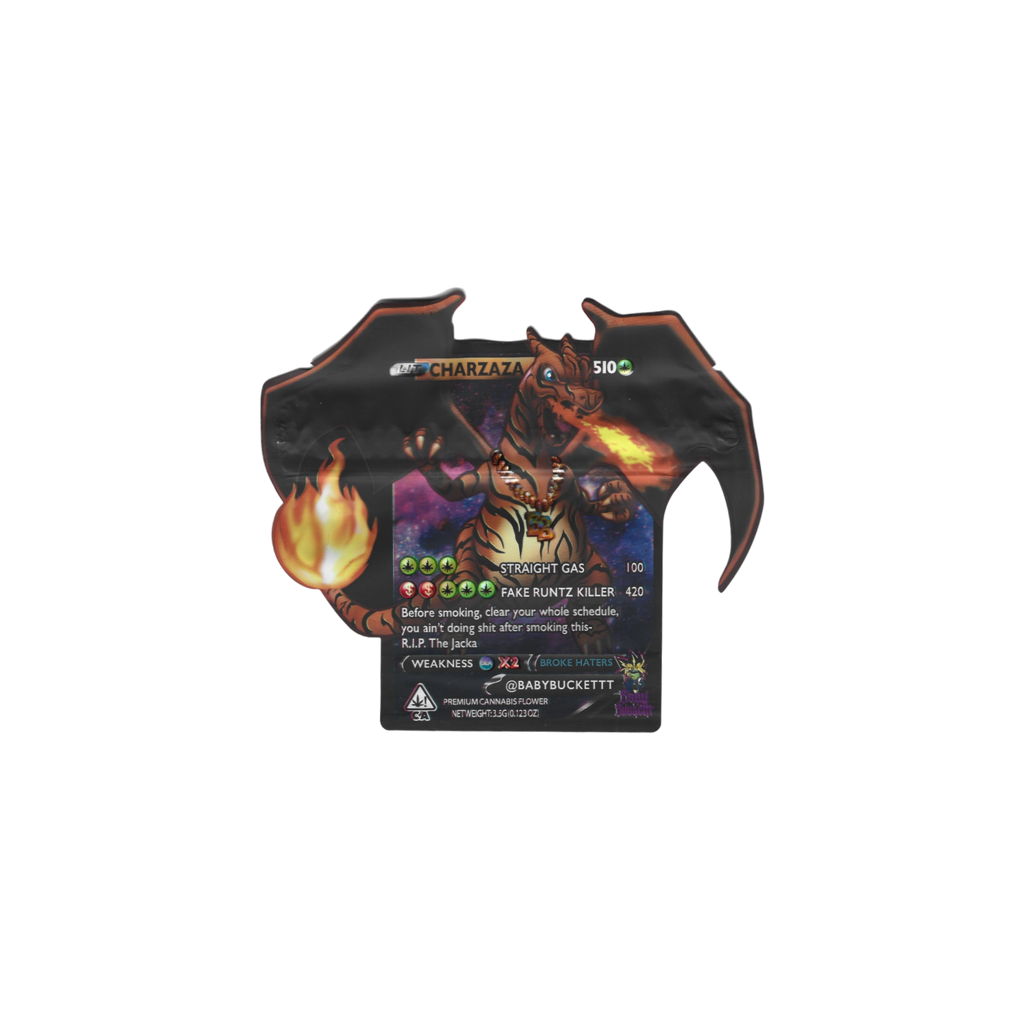 10x Smokemon charzaza shaped Mylar Bag 3,5g - Leer