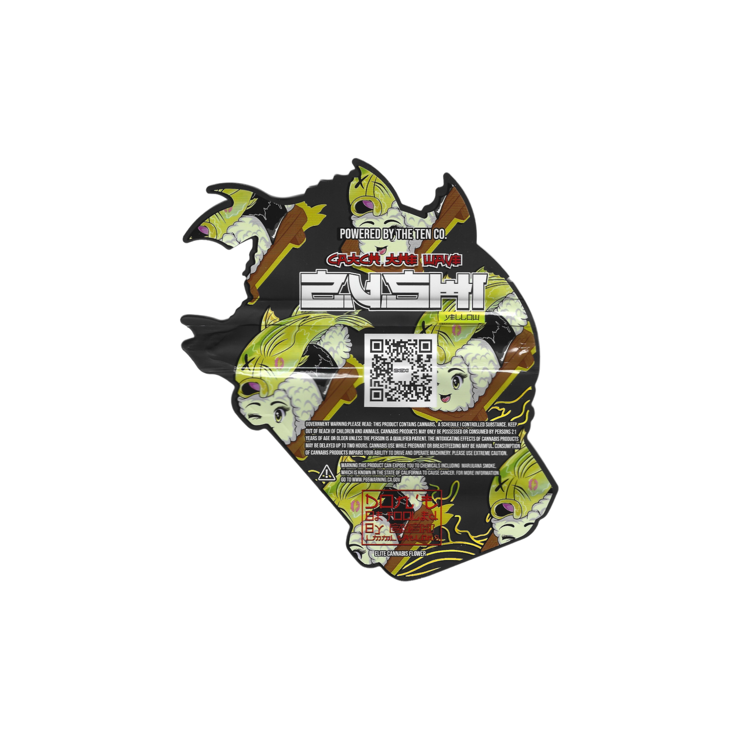 10x THE TEN ZUSHI yellow shaped Mylar Bag 3,5g - Leer