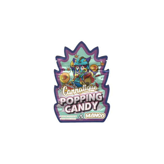 10x Cannatique Popping Candy Mango shaped Mylar Bag 3,5g - Leer