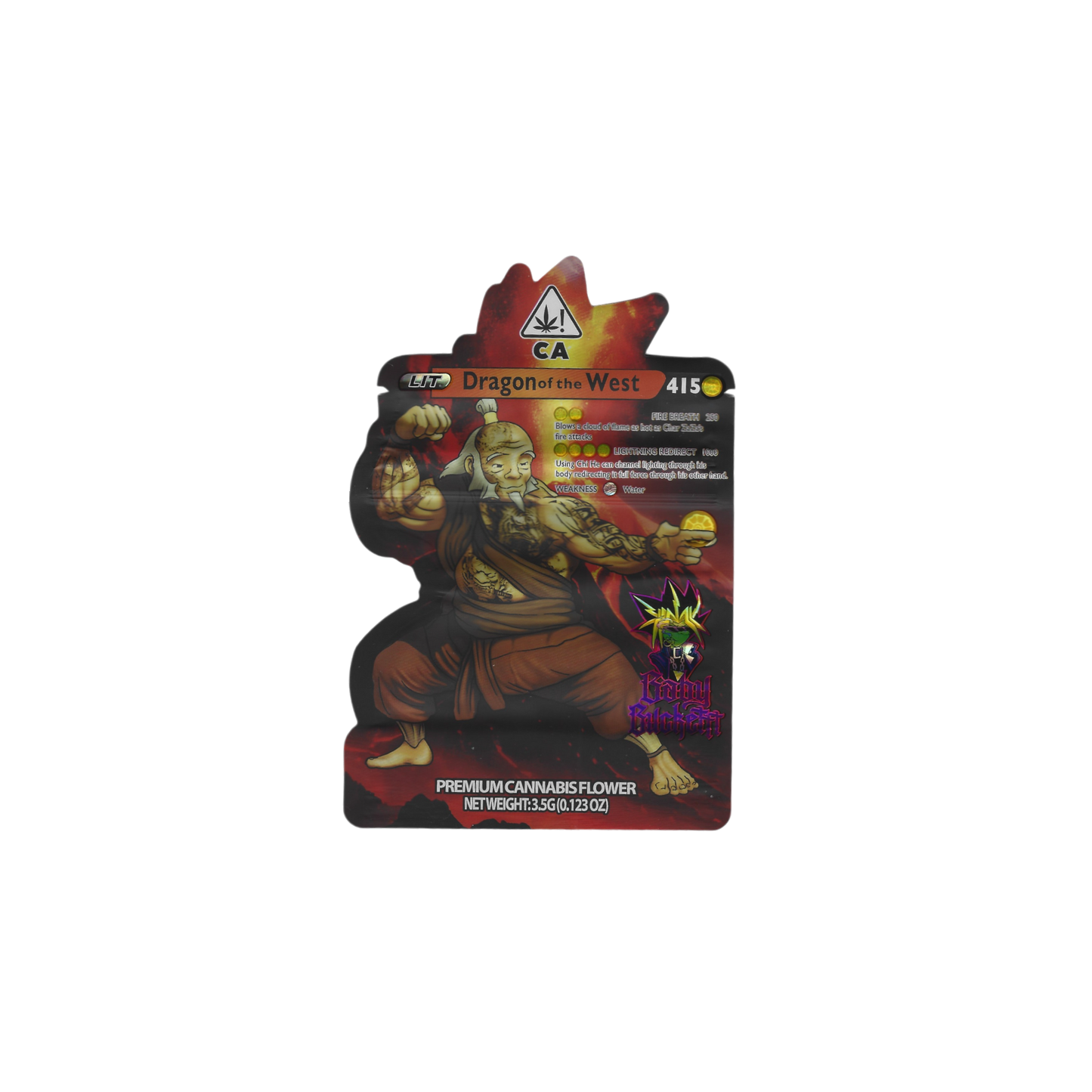 10x BabyBuckettt Dragon of the West shaped Mylar Bag 3,5g - Leer