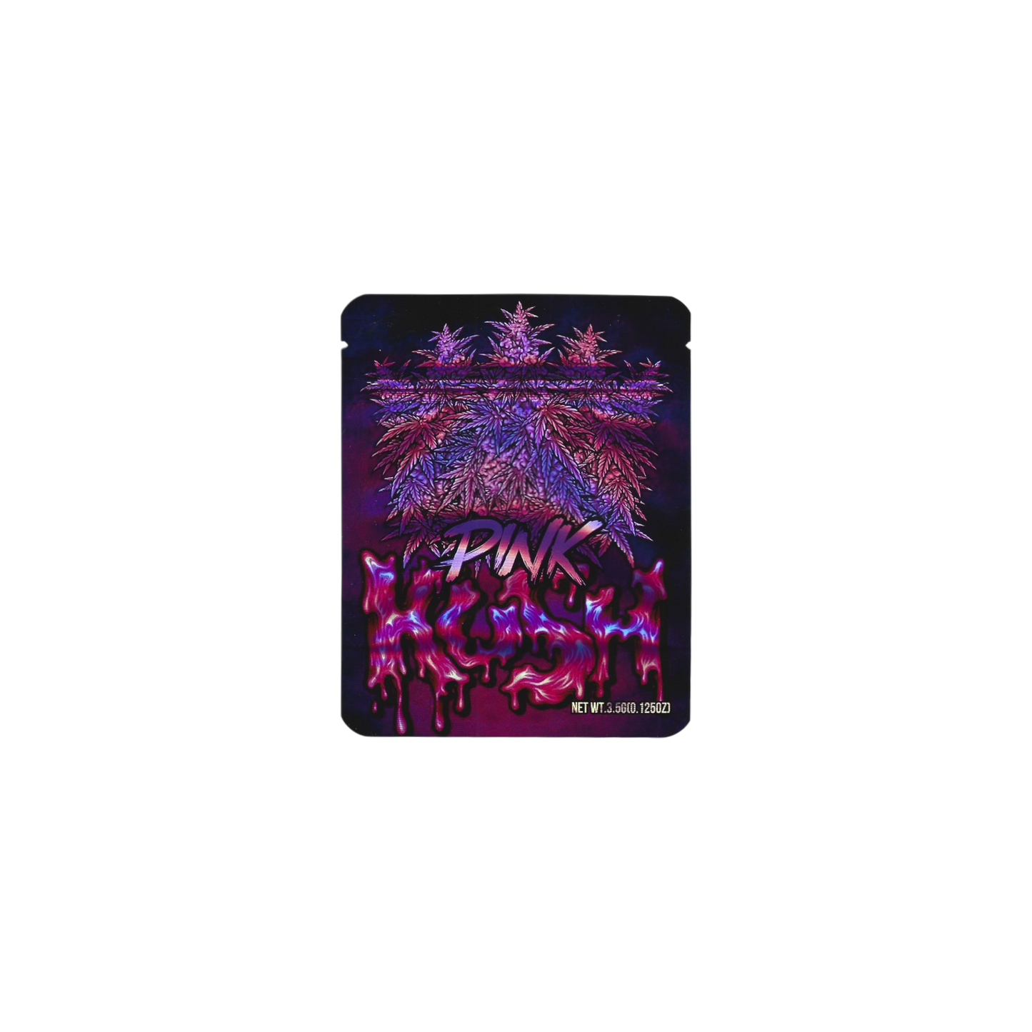 10x Pink Kush Mylar Bags 3.5g – leere Sammelbeutel im Pink Kush Design, ideal für Sammler.