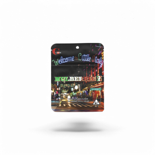 10x Gotti Mulberriez Mylar Bags 3.5g – leere Sammelbeutel im kreativen Design.