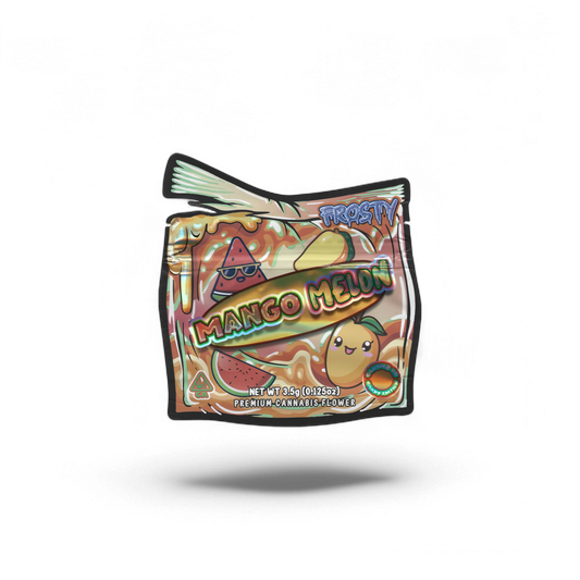 10x FROSTY Mango Melon shaped Mylar Bag 3,5g - Leer