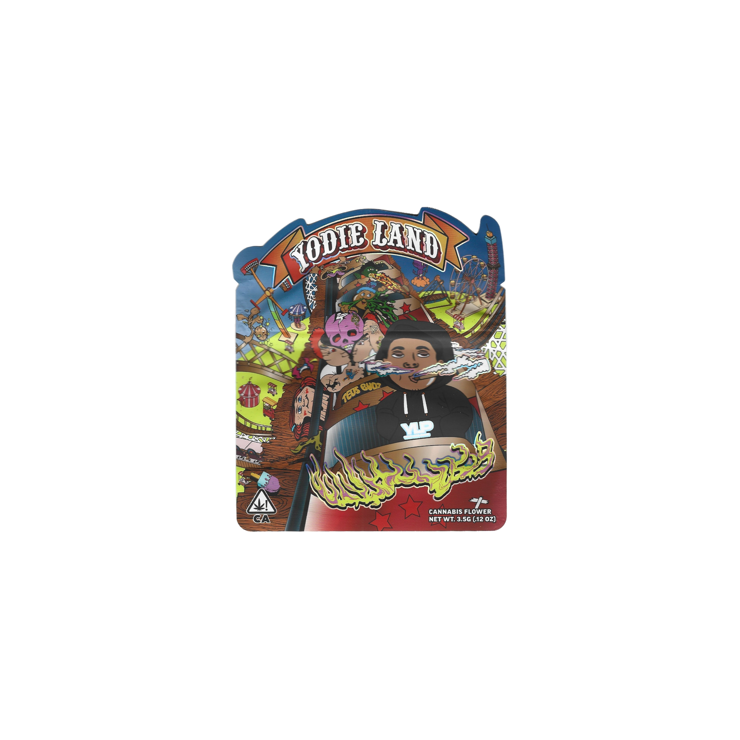 10x leere Teds Budz Yodie Land Mylar Bags (3.5g) – geformte Design-Bags, luftdicht, blickdicht & perfekt zum Sammeln.