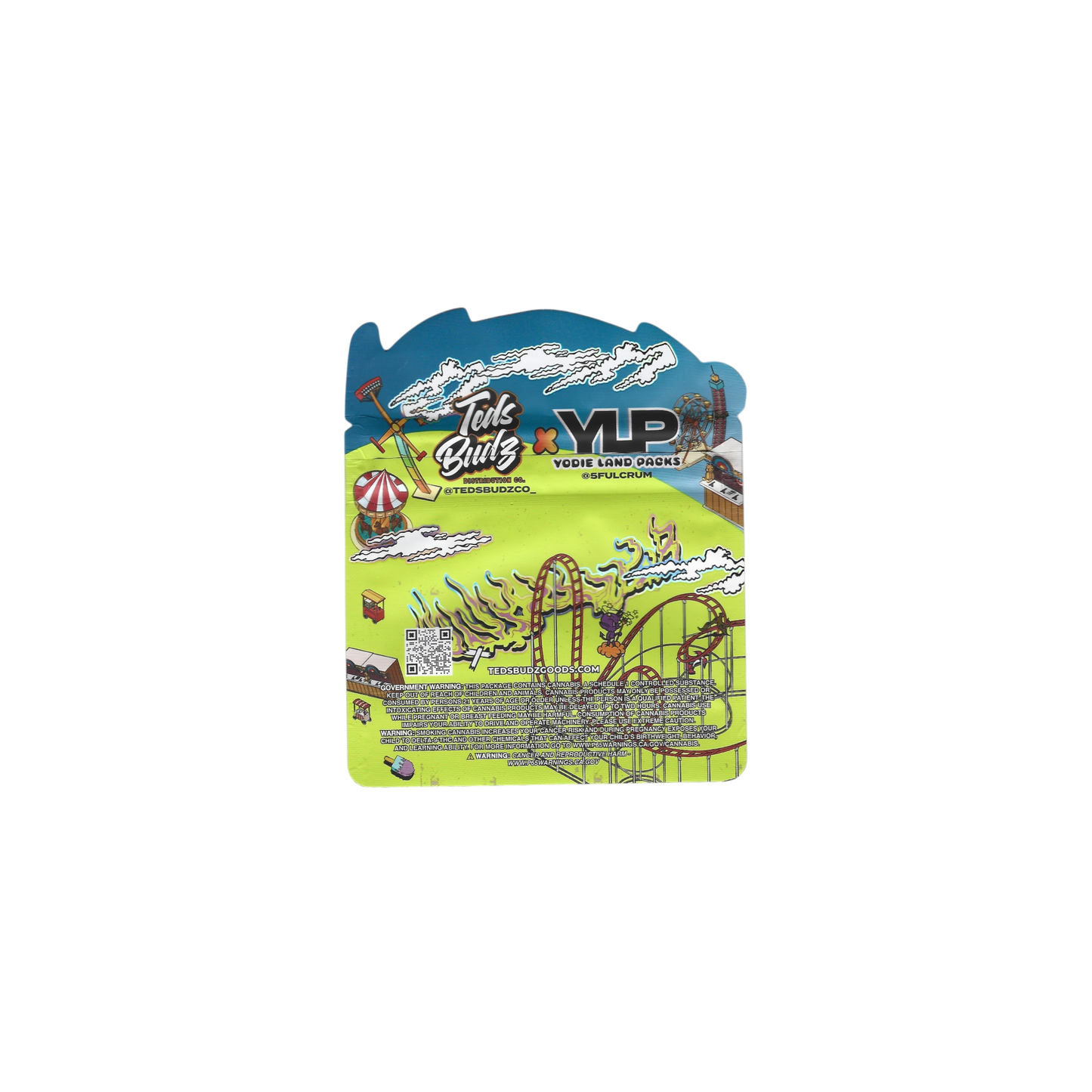 10x Teds Budz YODIE LAND shaped Mylar Bag 3,5g - Leer