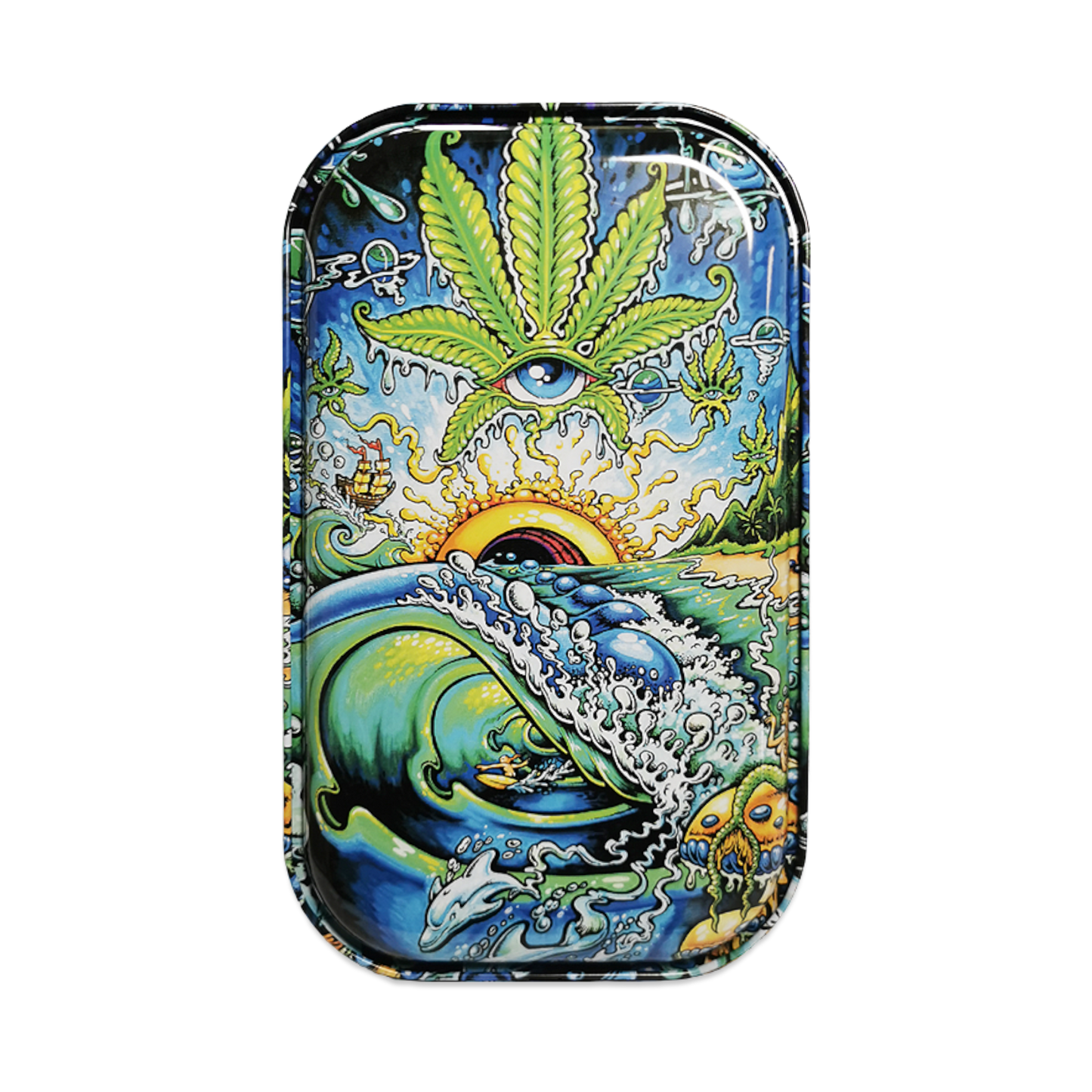 Metall Rolling Tray Hemp Eye Motiv beidseitiger Druck