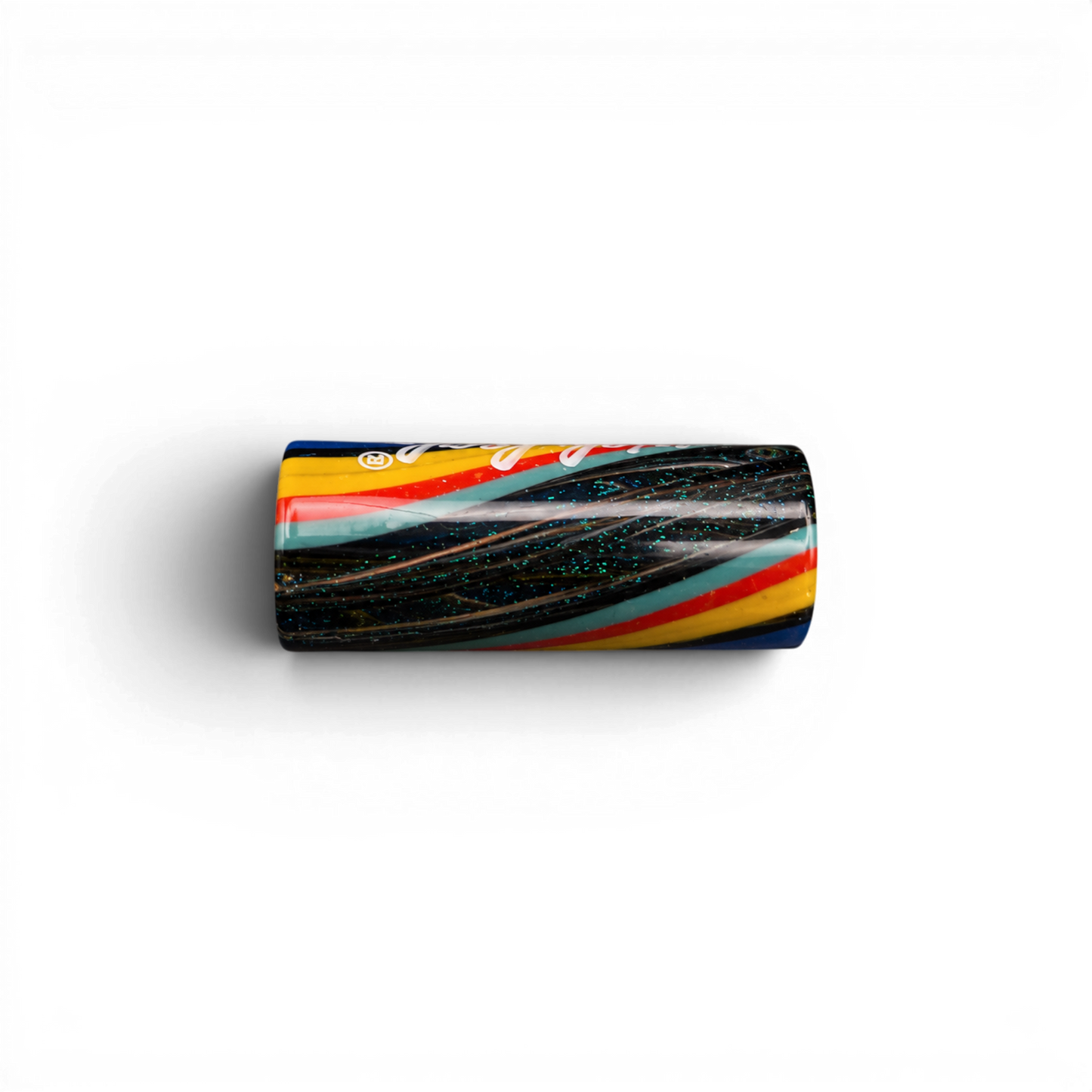 Multicolor 12 mm Glas Tip mit goldfarbenen Fleck-Details