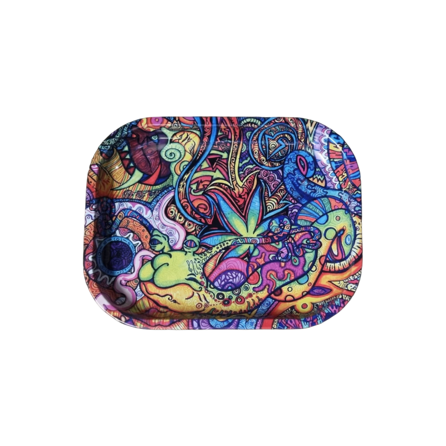 Rolling Tray Mandala aus Metall 18x14 cm Produktfoto