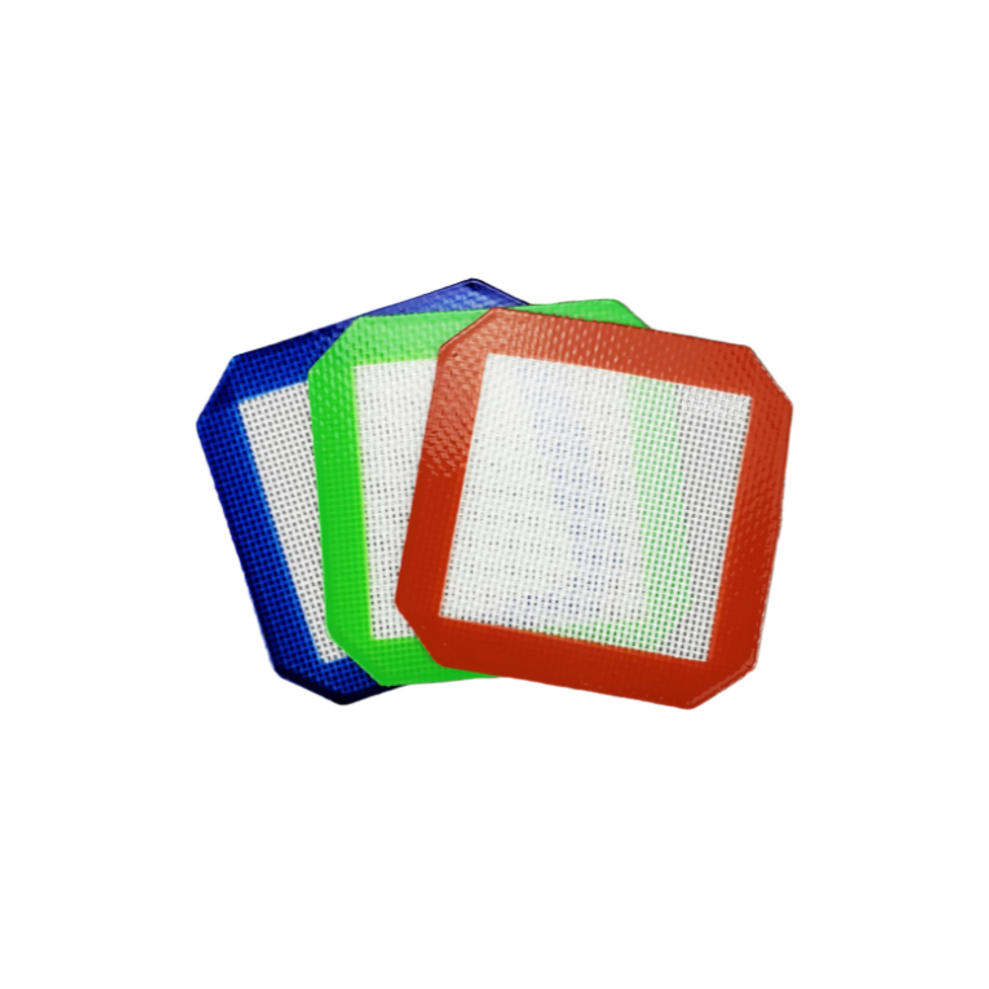 Silikonmatte 10x10 cm, rutschfest und hitzebeständig, auf weißem Hintergrund