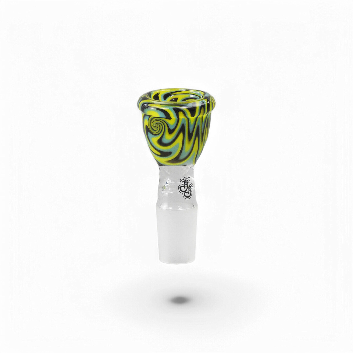 Kopf Yellow Swirl aus Glas mit 18,8 mm Schliff und 5 mm Durchlass