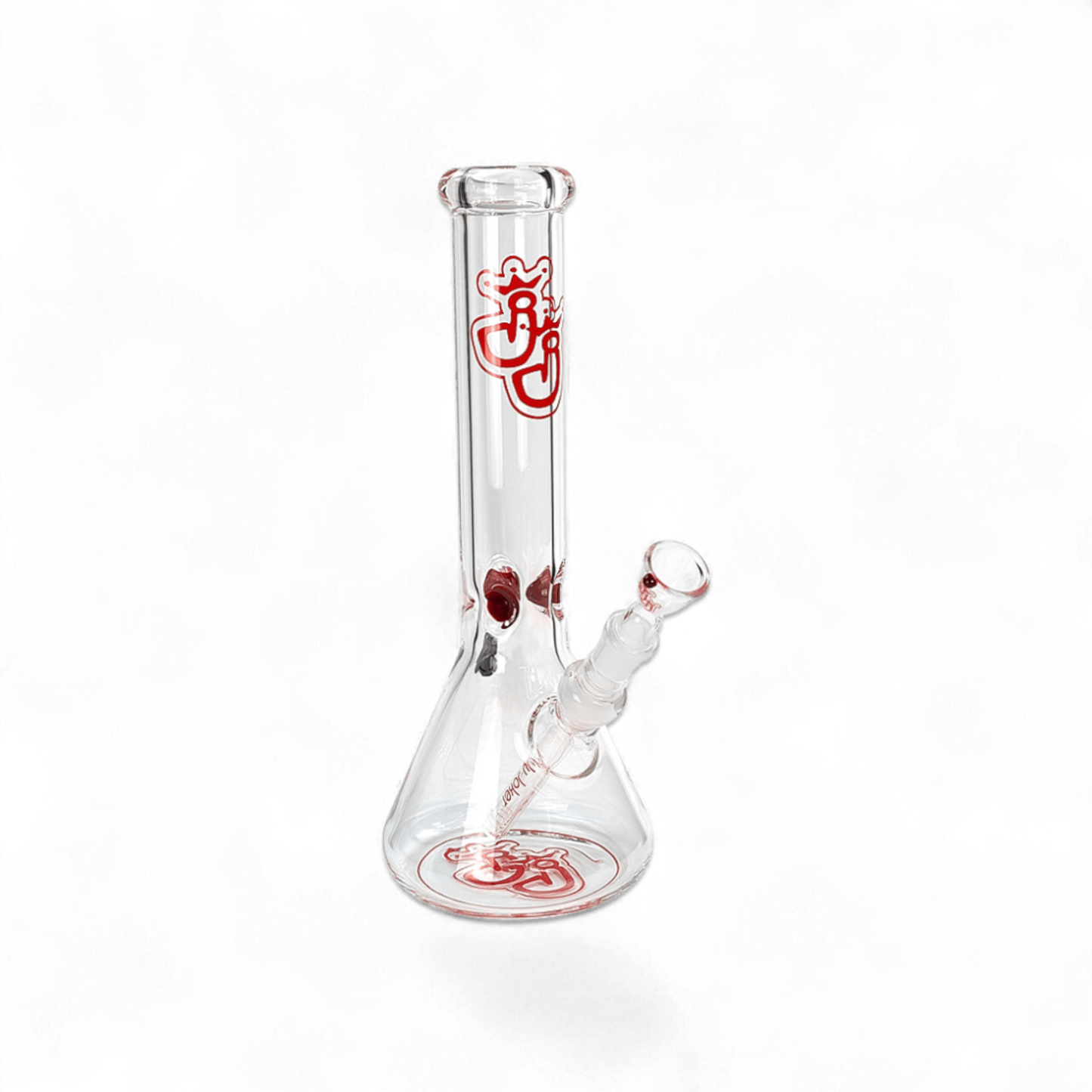 Topas Bong – 35cm – 7mm Borosilikatglas – Rote Eiskerben – Jelly Joker – Erlenmeyer-Form