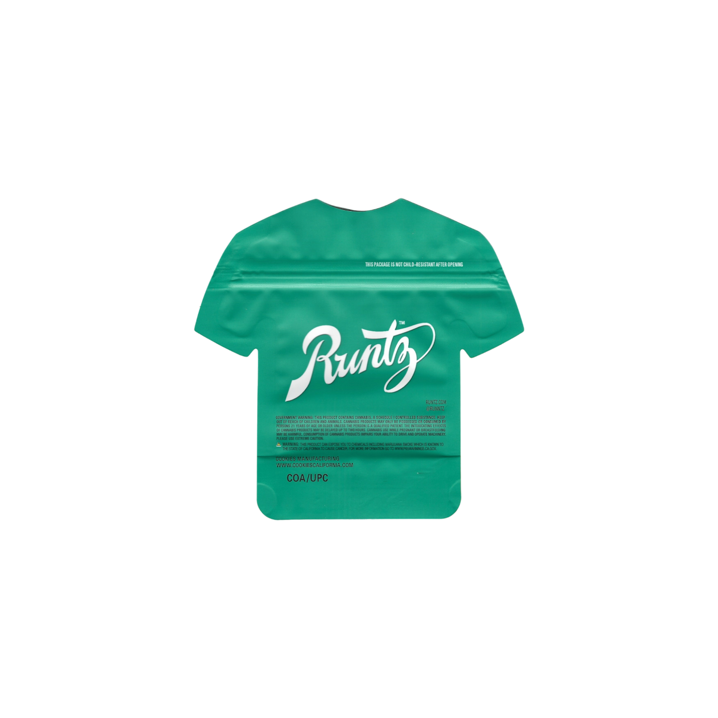 10x Runtz green shaped Mylar Bag 3,5g - Leer