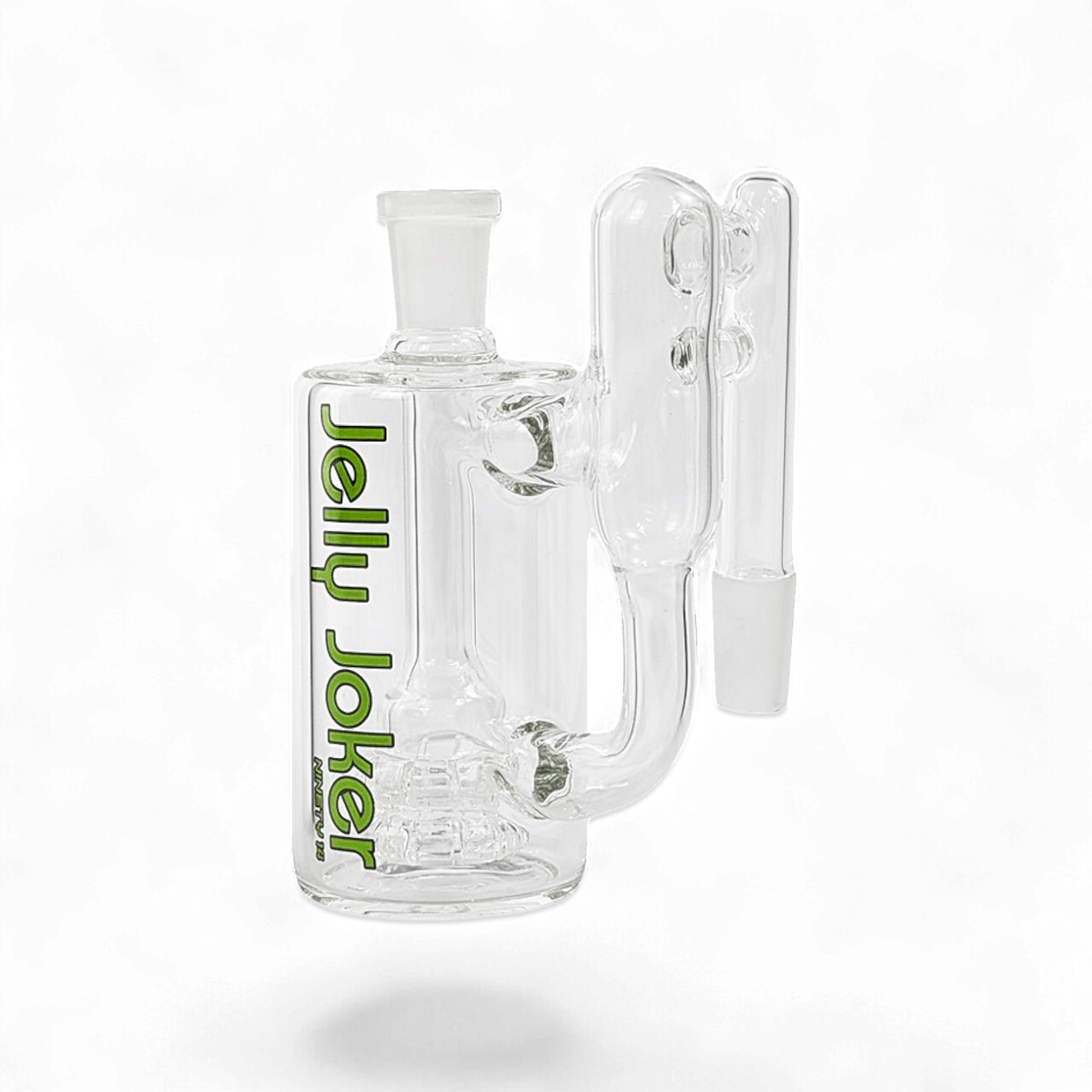 Vorkühler Ninety14 aus Glas mit Doppelwheel-Percolator, 14,5 mm Schliff und 90°-Winkel – 12 cm hoch