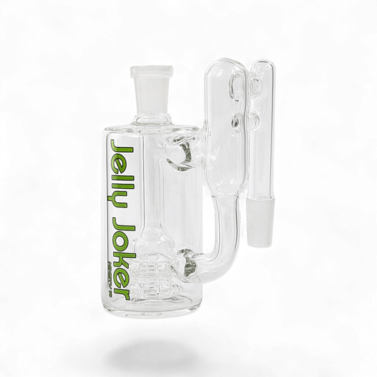 Vorkühler Ninety14 aus Glas mit Doppelwheel-Percolator, 14,5 mm Schliff und 90°-Winkel – 12 cm hoch