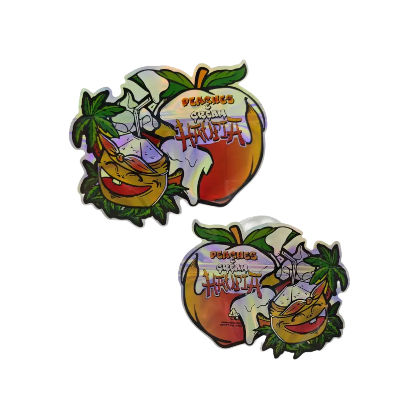 10x Peaches & Cream Haupia shaped Mylar Bag 3,5g - Leer