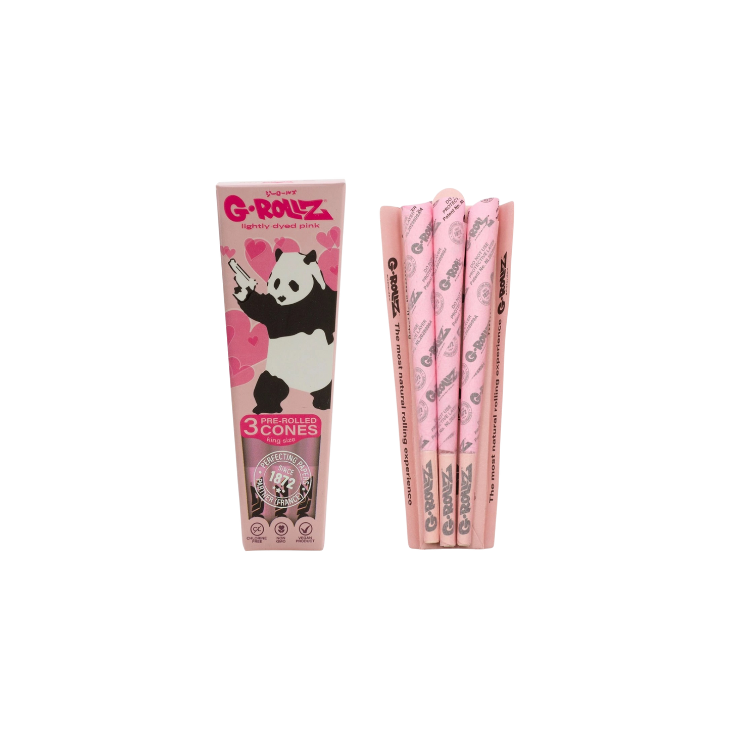 G-Rollz Prerolled Panda Gunnin – 3 stilvolle vorgerollte Cones im Panda-Design.