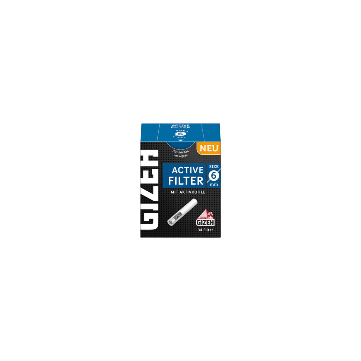 GIZEH Black Aktivkohlefilter 6 mm – 34 Stück – Slim-Filter für King Size Papers bei Pief-Leaf®