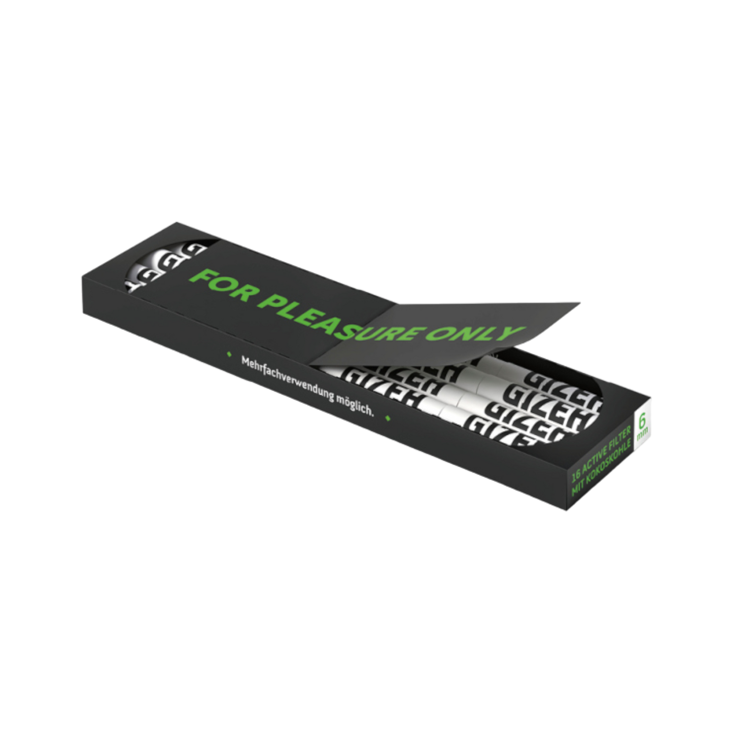 Gizeh Black King Size Slim + Active Filter Black 6mm je 34 Blatt + 16 Tips