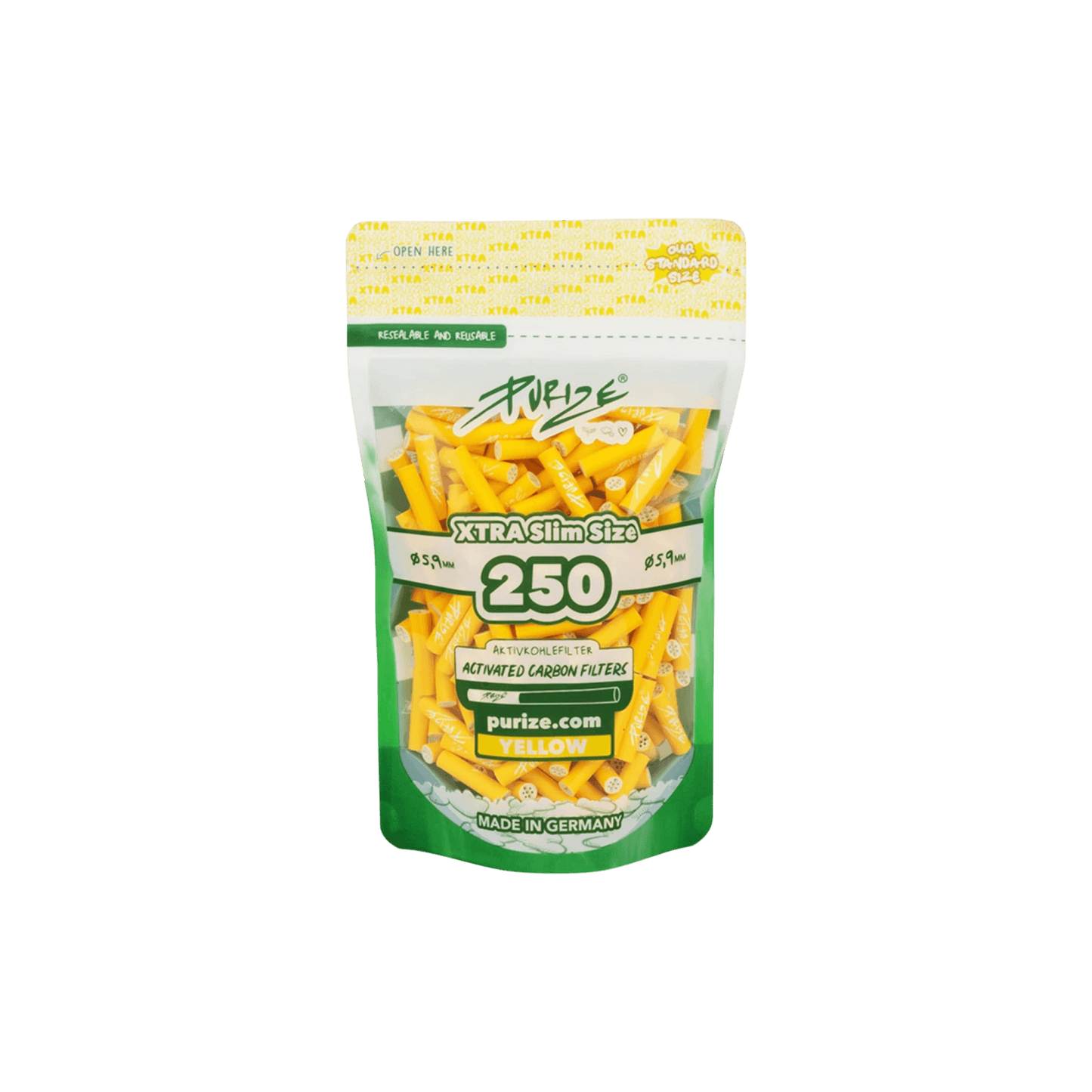 Aktivkohlefilter XTRA Slim 6mm – Vorratsbeutel mit 250 Stück in verschiedenen Farben