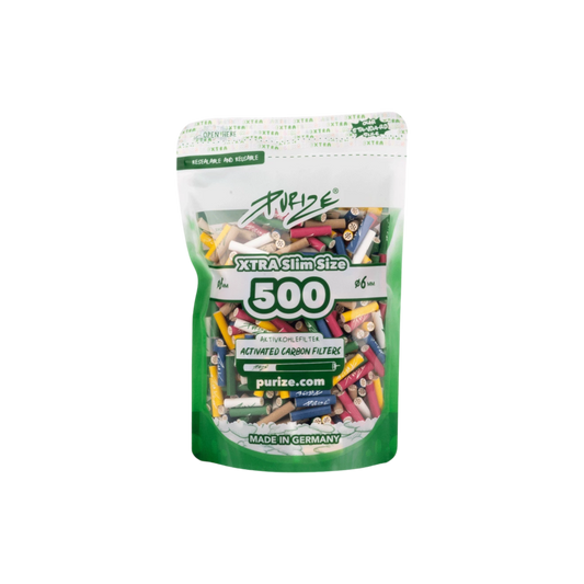 Mix; 500er Vorratsbeutel, 500 XTRA Slim Size (ø 6 mm); Aktivkohlefilter