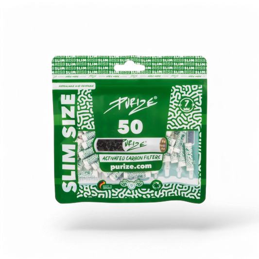PURIZE® Slim Aktivkohlefilter in Originalverpackung (50 Stück im PE-Beutel).