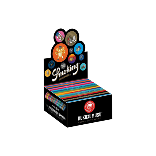 Smoking Slim Kukuxumusu Ultra Fine Papers – 33 Blättchen, Reispapier, natürliche Zuckergummierung, 110x44mm, Comics Design