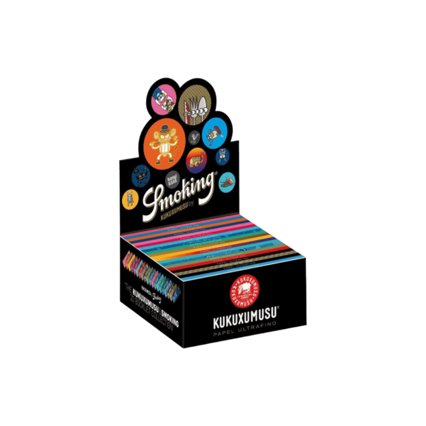 Smoking Slim Kukuxumusu Ultra Fine Papers – 33 Blättchen, Reispapier, natürliche Zuckergummierung, 110x44mm, Comics Design