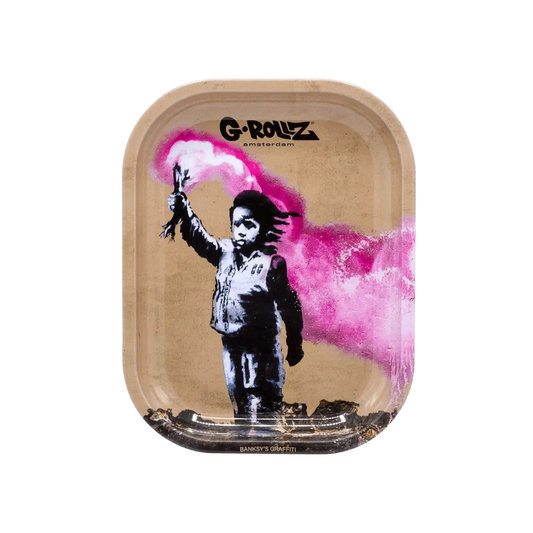 Rolling Tray Banksy's Graffiti Torch Boy – G-Rollz Metalltablett klein