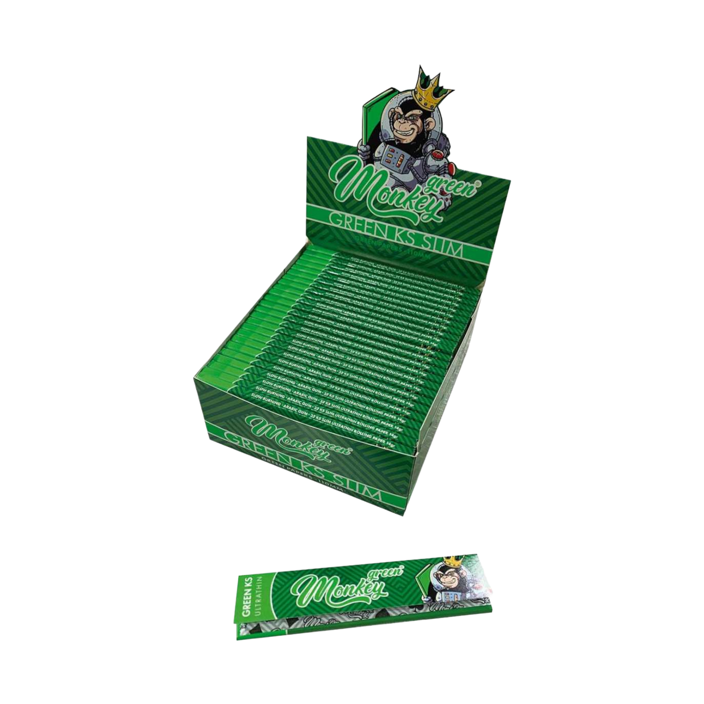 Monkey King® Green Papers KS Slim – Chlorfrei, grünes Papier, natürliche Gummiarabikum-Gummierung