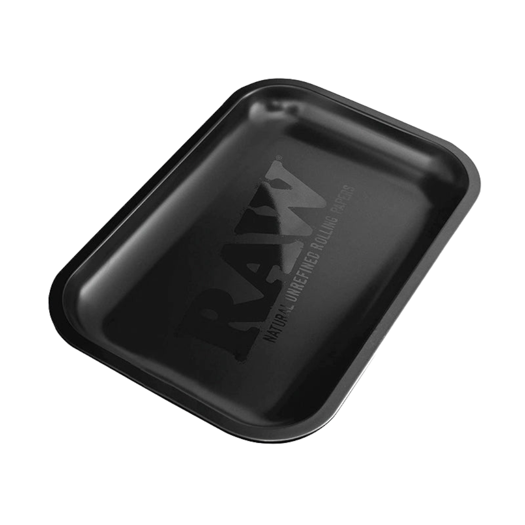 RAW Rolling Tray Black – kleines Metall-Drehtablett von Pief-Leaf®