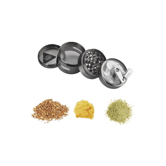 Kurbelgrinder mit Sichtfenster Anthrazit/Silber – Pief-Leaf®