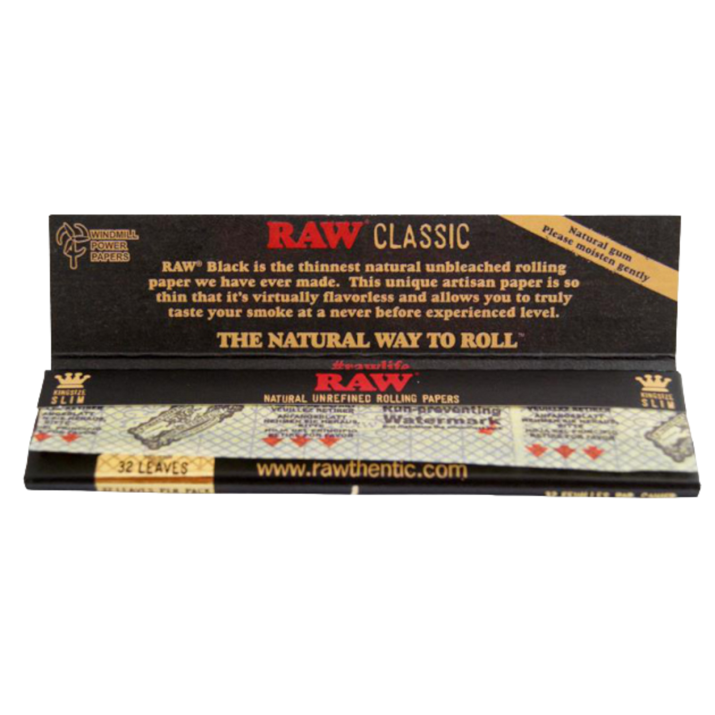 RAW Classic King Size Black Slim – ultradünnes Drehpapier