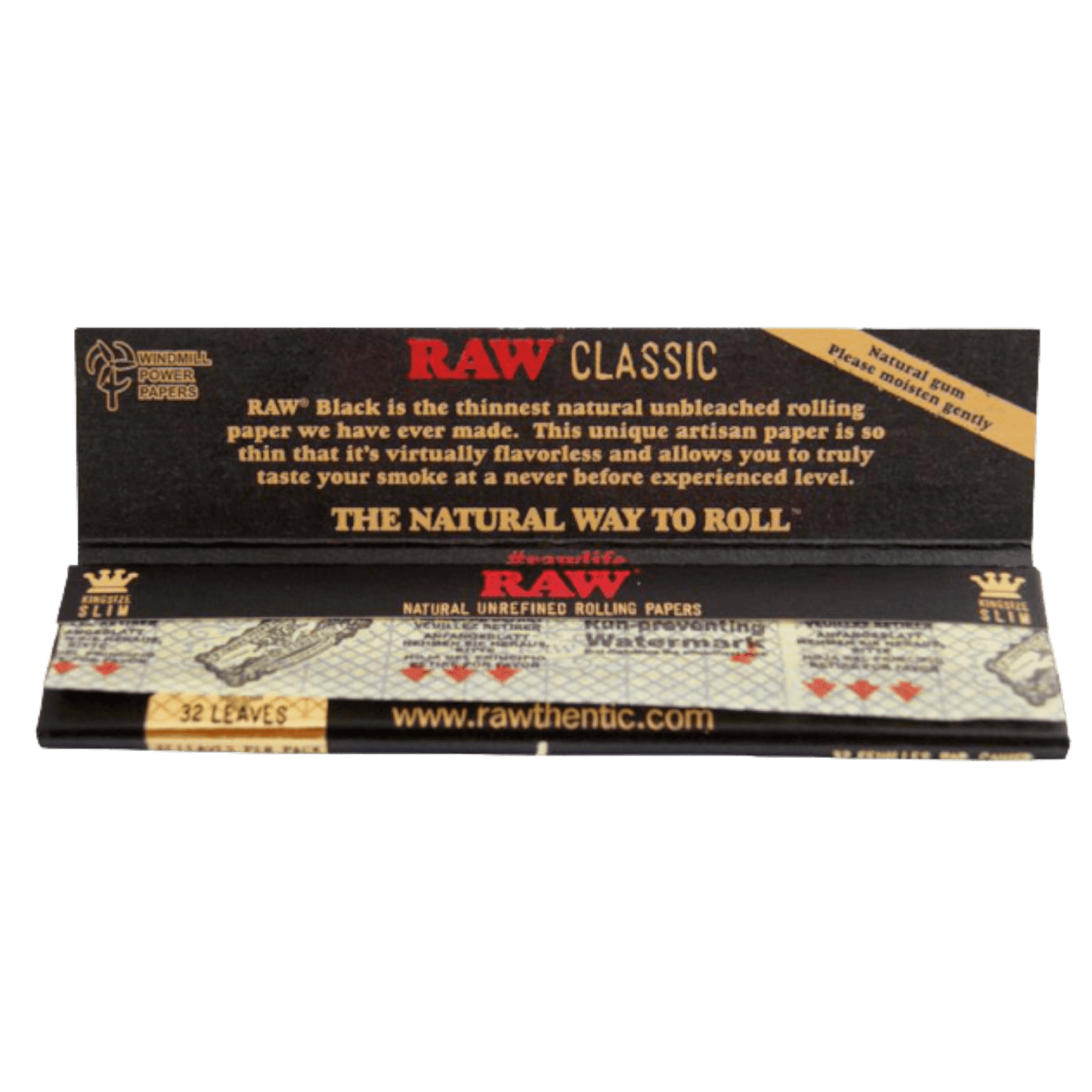RAW Classic King Size Black Slim – ultradünnes Drehpapier