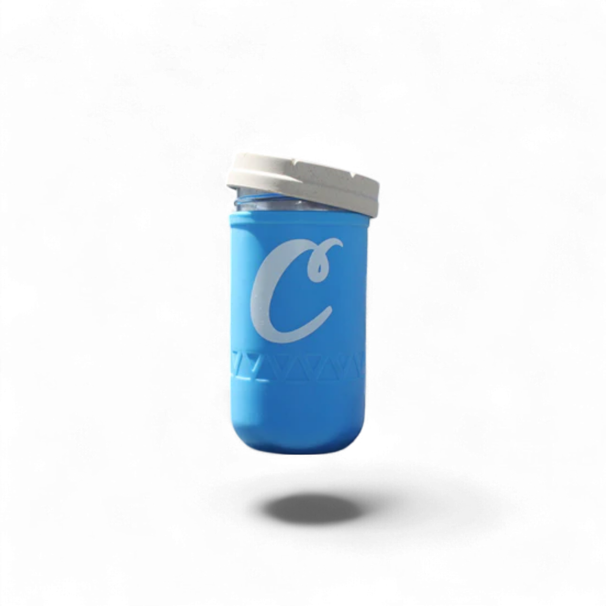 RE Stash Jar Cookies Blue 12oz Glas mit Silikonhülle – geruchsdicht und wiederverwendbar, erhältlich bei Pief-Leaf®